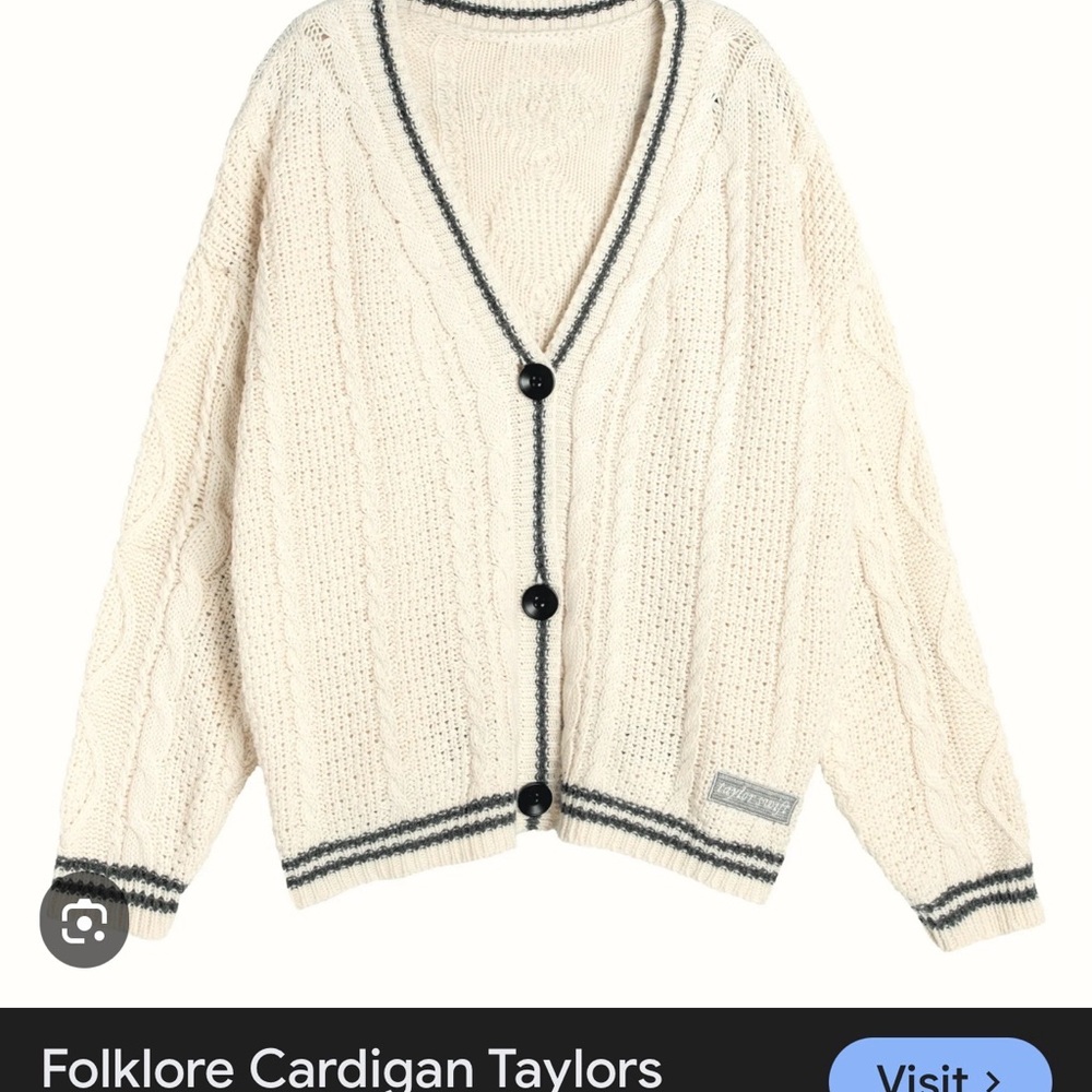 New! Medium/Large Taylor Swift Folklore Cable-Knit V-Cardigan - Picture 9 of 9
